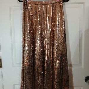 Mother Size MEDIUM Sequin Maxi Skirt in Rose Gold